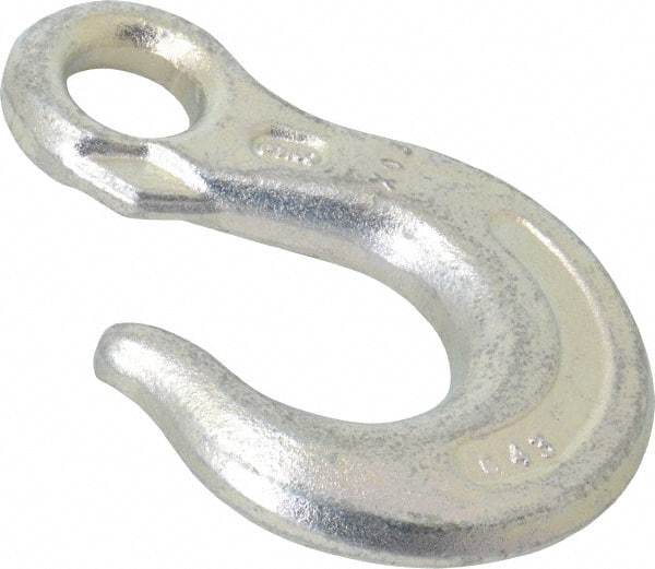 CM - 5,400 Lb Capacity, Chain Grade 43, Carbon Steel Eye Hook - 3-1/4" Reach, 11/16" Eye ID, 3/8" Chain Diam - All Tool & Supply