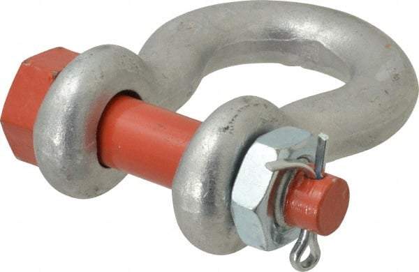 Campbell - 3/4" Nominal Chain Size, 7 Ton Alloy Steel Bolt Anchor Shackle - 3/4" Diam, 7/8" Pin Diam, 2-13/16" High x 1-1/4" Wide Inside Jaw, 1-13/16" Inside Width, 1-3/4" Max Body Thickness - All Tool & Supply