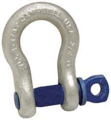 Campbell - 2" Nominal Chain Size, 35 Ton Carbon Steel Bolt Anchor Shackle - 2" Diam, 2-1/4" Pin Diam, 7-3/4" High x 3-1/4" Wide Inside Jaw, 5-3/4" Inside Width, 4-7/8" Max Body Thickness - All Tool & Supply