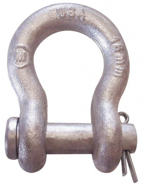 CM - 7/8" Nominal Chain Size, 7 Ton Carbon Steel Loose Anchor Shackle - 7/8" Diam, 1" Pin Diam, 3-1/8" High x 1-7/16" Wide Inside Jaw, 2-1/16" Inside Width, 2" Max Body Thickness - All Tool & Supply