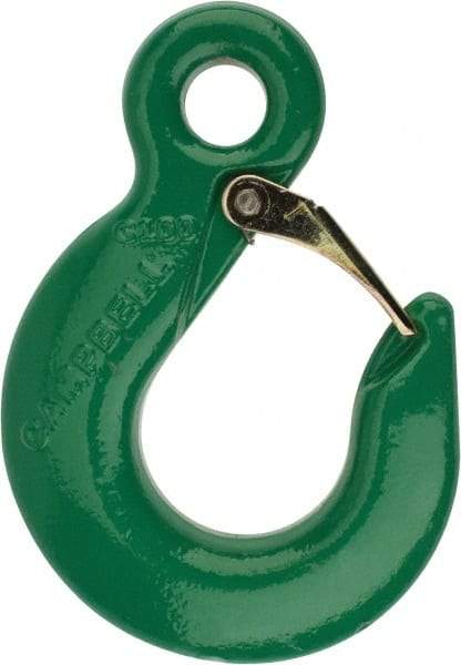 Campbell - 8,800 Lb Capacity, Chain Grade 100, Alloy Steel Eye Hook - 1.62" Hook Throat, 4.41" Reach, 0.81" Eye ID, 3/8" Chain Diam, 6-1/4" OAL - All Tool & Supply