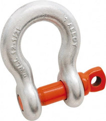 Campbell - 3/8" Nominal Chain Size, 2 Ton Alloy Steel Screw Anchor Shackle - 3/8" Diam, 7/16" Pin Diam, 1-7/16" High x 0.677" Wide Inside Jaw, 0.969" Inside Width, 15/16" Max Body Thickness - All Tool & Supply