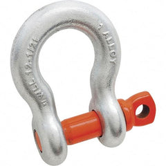 Campbell - 1-1/4" Nominal Chain Size, 18 Ton Alloy Steel Screw Anchor Shackle - 1-1/4" Diam, 1-3/8" Pin Diam, 4-1/2" High x 2" Wide Inside Jaw, 3-1/4" Inside Width, 3" Max Body Thickness - All Tool & Supply