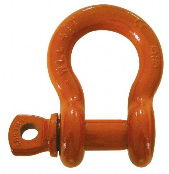 CM - 2" Nominal Chain Size, 43 Ton Alloy Steel Screw Anchor Shackle - 2" Diam, 2-1/4" Pin Diam, 7-3/4" High x 3-1/4" Wide Inside Jaw, 5-3/4" Inside Width, 4-7/8" Max Body Thickness - All Tool & Supply