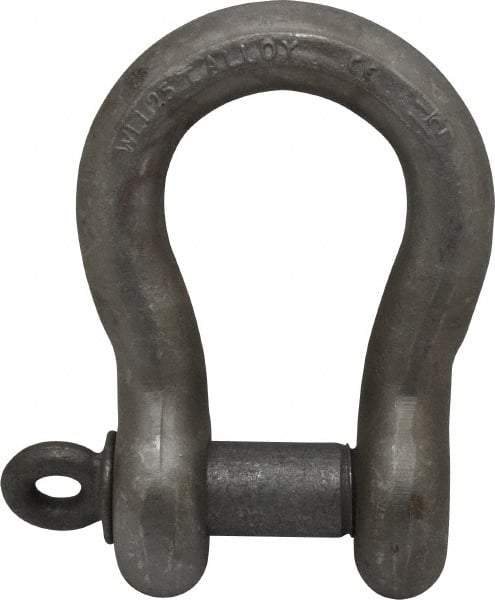 CM - 1-1/2" Nominal Chain Size, 25. Ton Alloy Steel Screw Anchor Shackle - 1-1/2" Diam, 1-5/8" Pin Diam, 5-3/4" High x 2-3/8" Wide Inside Jaw, 3-7/8" Inside Width, 3-1/2" Max Body Thickness - All Tool & Supply