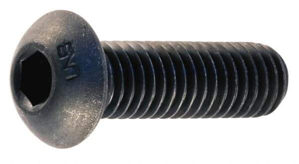 Unbrako - M12x1.75 Metric Coarse Hex Socket Drive, Button Screw - Alloy Steel, Black Oxide Finish, 30mm Length Under Head - All Tool & Supply