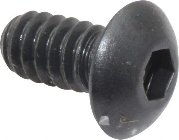 Unbrako - #10-24 UNC Hex Socket Drive, Button Screw - Alloy Steel, Black Oxide Finish, 3/8" Length Under Head - All Tool & Supply