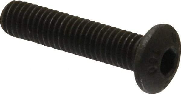 Unbrako - #10-32 UNF Hex Socket Drive, Button Screw - Alloy Steel, Black Oxide Finish, 7/8" Length Under Head - All Tool & Supply