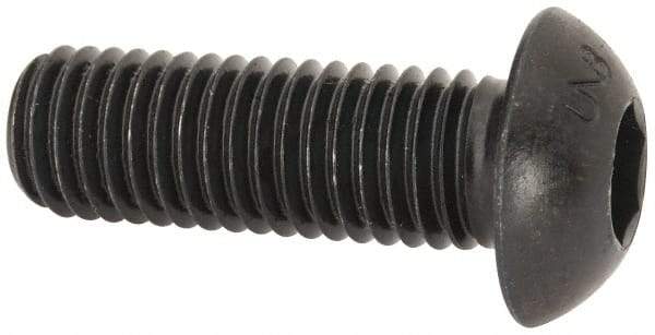 Unbrako - M12x1.75 Metric Coarse Hex Socket Drive, Button Screw - Alloy Steel, Black Oxide Finish, 35mm Length Under Head - All Tool & Supply