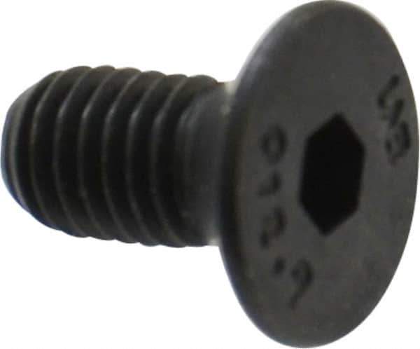 Unbrako - M5x0.80 Metric Coarse Hex Socket Drive, 90 to 92° Flat Screw - Grade 12.9 Alloy Steel, Black Oxide Finish, 10mm OAL - All Tool & Supply