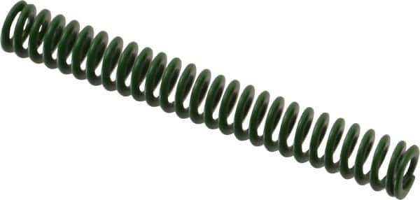 Associated Spring Raymond - 10mm Hole Diam, 5mm Rod Diam, 3" Free Length, Green Die Spring - 99.8 N Max Deflection, 31.2mm Max Deflection, Light Duty, Chromium Alloy Steel - All Tool & Supply