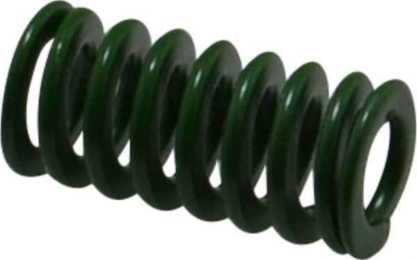 Associated Spring Raymond - 12.5mm Hole Diam, 6.3mm Rod Diam, 1" Free Length, Green Die Spring - 241 N Max Deflection, 10.3mm Max Deflection, Light Duty, Chromium Alloy Steel - All Tool & Supply