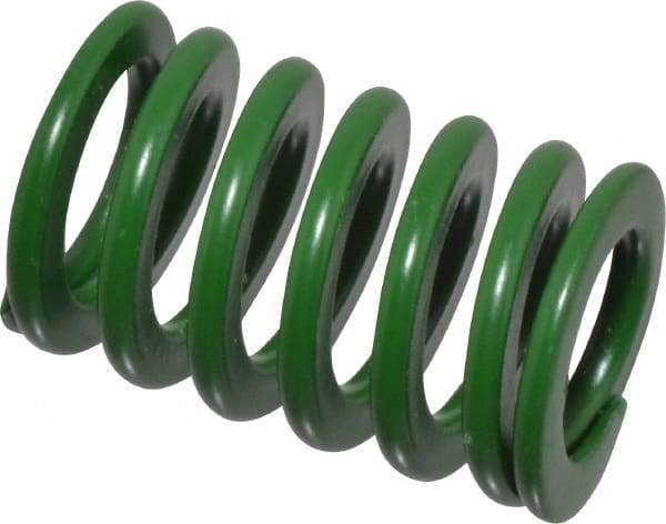 Associated Spring Raymond - 16mm Hole Diam, 8mm Rod Diam, 1" Free Length, Green Die Spring - 184.4 N Max Deflection, 10.3mm Max Deflection, Light Duty, Chromium Alloy Steel - All Tool & Supply