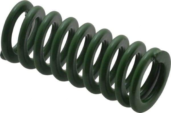 Associated Spring Raymond - 16mm Hole Diam, 8mm Rod Diam, 1-1/2" Free Length, Green Die Spring - 301.1 N Max Deflection, 15.6mm Max Deflection, Light Duty, Chromium Alloy Steel - All Tool & Supply