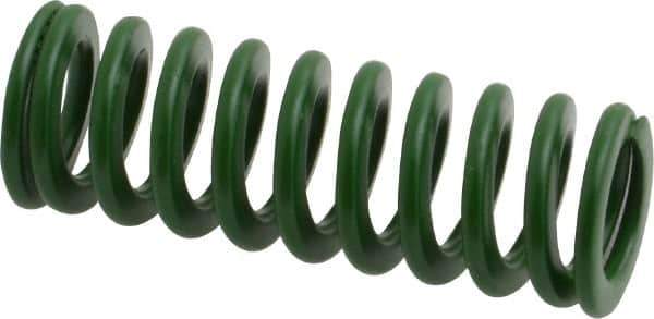 Associated Spring Raymond - 16mm Hole Diam, 8mm Rod Diam, 1-3/4" Free Length, Green Die Spring - 307.8 N Max Deflection, 18mm Max Deflection, Light Duty, Chromium Alloy Steel - All Tool & Supply