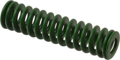 Associated Spring Raymond - 20mm Hole Diam, 10mm Rod Diam, 3" Free Length, Green Die Spring - 480 N Max Deflection, 30mm Max Deflection, Light Duty, Chromium Alloy Steel - All Tool & Supply