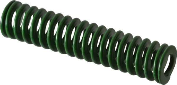 Associated Spring Raymond - 20mm Hole Diam, 10mm Rod Diam, 3-1/2" Free Length, Green Die Spring - 490 N Max Deflection, 35mm Max Deflection, Light Duty, Chromium Alloy Steel - All Tool & Supply