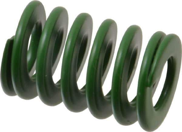 Associated Spring Raymond - 25mm Hole Diam, 12.5mm Rod Diam, 1-1/2" Free Length, Green Die Spring - 930 N Max Deflection, 15mm Max Deflection, Light Duty, Chromium Alloy Steel - All Tool & Supply