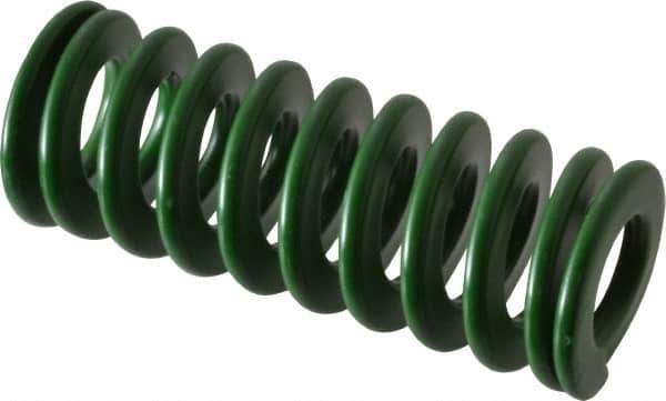 Associated Spring Raymond - 25mm Hole Diam, 12.5mm Rod Diam, 2-1/2" Free Length, Green Die Spring - 880 N Max Deflection, 25mm Max Deflection, Light Duty, Chromium Alloy Steel - All Tool & Supply