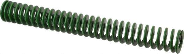 Associated Spring Raymond - 32mm Hole Diam, 16mm Rod Diam, 10" Free Length, Green Die Spring - 1275 N Max Deflection, 102mm Max Deflection, Light Duty, Chromium Alloy Steel - All Tool & Supply