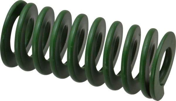 Associated Spring Raymond - 40mm Hole Diam, 20mm Rod Diam, 3-1/2" Free Length, Green Die Spring - 1785 N Max Deflection, 35mm Max Deflection, Light Duty, Chromium Alloy Steel - All Tool & Supply