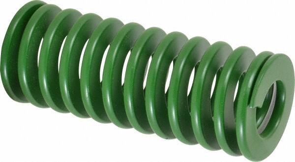 Associated Spring Raymond - 50mm Hole Diam, 25mm Rod Diam, 5" Free Length, Green Die Spring - 3621 N Max Deflection, 51mm Max Deflection, Light Duty, Chromium Alloy Steel - All Tool & Supply