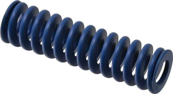 Associated Spring Raymond - 25mm Hole Diam, 12.5mm Rod Diam, 3-1/2" Free Length, Blue Die Spring - 1260.6 N Max Deflection, 33mm Max Deflection, Medium Duty, Chromium Alloy Steel - All Tool & Supply