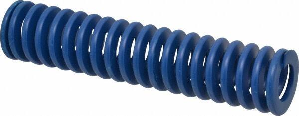 Associated Spring Raymond - 50mm Hole Diam, 25mm Rod Diam, 9" Free Length, Blue Die Spring - 4377.3999 N Max Deflection, 86mm Max Deflection, Medium Duty, Chromium Alloy Steel - All Tool & Supply