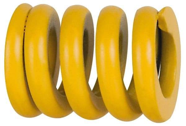 Associated Spring Raymond - 20mm Hole Diam, 10mm Rod Diam, 12" Free Length, Yellow Die Spring - 1611.2 N Max Deflection, 76mm Max Deflection, Extra Strong, Chromium Alloy Steel - All Tool & Supply