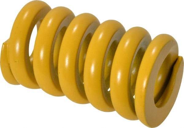 Associated Spring Raymond - 25mm Hole Diam, 12.5mm Rod Diam, 1-3/4" Free Length, Yellow Die Spring - 2684 N Max Deflection, 11mm Max Deflection, Extra Strong, Chromium Alloy Steel - All Tool & Supply