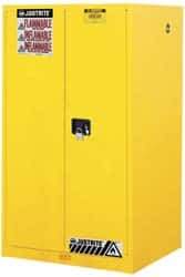 Justrite - 2 Door, 2 Shelf, Yellow Steel Standard Safety Cabinet for Flammable and Combustible Liquids - 65" High x 34" Wide x 34" Deep, Manual Closing Door, 3 Point Key Lock, 60 Gal Capacity - All Tool & Supply