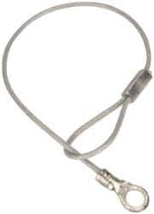 Made in USA - 6" Long, Steel Cable Loop & Eye End, Quick Release Pin Lanyard - 3/64" Cable Diam, #10 Hole Diam, Nylon Cable, Galvanized Finish - All Tool & Supply