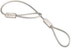 Made in USA - 6" Long, Steel Cable Loop & Loop End, Quick Release Pin Lanyard - 3/64" Cable Diam, Nylon Cable, Galvanized Finish - All Tool & Supply