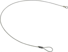 Made in USA - 18" Long, Steel Cable Loop & Eye End, Quick Release Pin Lanyard - 3/64" Cable Diam, #10 Hole Diam, Nylon Cable, Galvanized Finish - All Tool & Supply