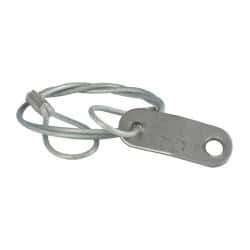 Made in USA - 18" Long, Steel Cable Loop & Tab with Hole End, Quick Release Pin Lanyard - 3/64" Cable Diam, 13/64" Hole Diam, Nylon Cable, Galvanized Finish - All Tool & Supply