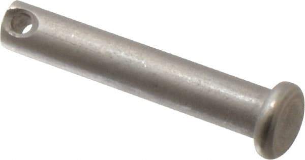 Made in USA - 1/4" Pin Diam, 1-3/8" OAL, Standard Clevis Pin - 3/32" Hole, 1-9/32" Usable Length, Uncoated Stainless Steel - All Tool & Supply