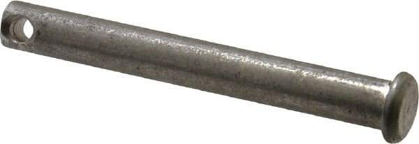 Made in USA - 5/16" Pin Diam, 2-1/2" OAL, Standard Clevis Pin - 9/64" Hole, 2-23/64" Usable Length, Uncoated Stainless Steel - All Tool & Supply