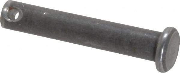 Made in USA - 1/4" Pin Diam, 1-3/8" OAL, Standard Clevis Pin - 3/32" Hole, 1-9/32" Usable Length, Uncoated Steel - All Tool & Supply