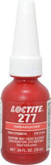 Loctite - 10 mL Bottle, Red, High Strength Liquid Threadlocker - Series 277, 24 hr Full Cure Time, Hand Tool, Heat Removal - All Tool & Supply