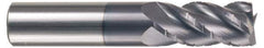 Accupro - 1/2" Diam, 5/8" LOC, 4 Flute Solid Carbide Roughing & Finishing Square End Mill - AlTiN Finish, 2-1/2" OAL, 1/2" Shank Diam, Straight Shank, 40° Helix, Centercutting, Stub Length - All Tool & Supply