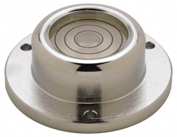 Geier & Bluhm, Inc. - 1-3/4 Inch Base Diameter x 0.63 Inch Overall Height, 3 Circles, Brass Bull's Eye Circular Level - 0.3 Inch Vial Diameter, 13/16 Inch Inner Diameter, 0.12 Inch Mounting Hole Diameter, 30 min Sensitivity, -40 to 150°F - All Tool & Supply