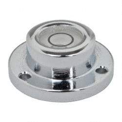 Geier & Bluhm, Inc. - 3/4 Inch Base Diameter x 0.31 Inch Overall Height, 1 Circle, Brass Bull's Eye Circular Level - 0.18 Inch Vial Diameter, 5/16 Inch Inner Diameter, 0.076 Inch Mounting Hole Diameter, 0.1 Inch Sensitivity, -40 to 165°F - All Tool & Supply