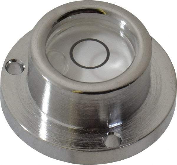 Geier & Bluhm, Inc. - 1 Inch Base Diameter x 0.44 Inch Overall Height, 1 Circle, Brass Bull's Eye Circular Level - 0.22 Inch Vial Diameter, 1/2 Inch Inner Diameter, 0.093 Inch Mounting Hole Diameter, 0.1 Inch Sensitivity, -40 to 165°F - All Tool & Supply