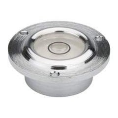 Geier & Bluhm, Inc. - 11/16 Inch Base Diameter x 0.41 Inch Overall Height, 1 Circle, Brass Bull's Eye Circular Level - 0.22 Inch Vial Diameter, 1/2 Inch Inner Diameter, 0.07 Inch Mounting Hole Diameter, 0.1 Inch Sensitivity, -40 to 165°F - All Tool & Supply