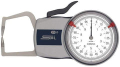 SPI - 10mm Max Measurement, 0.01mm Graduation, Outside Dial Caliper Gage - 35mm Leg Length, 0.02mm Accuracy - All Tool & Supply