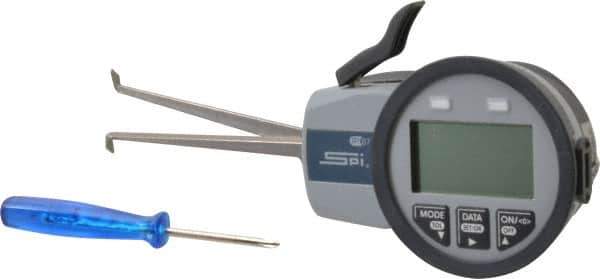 SPI - 0.0472 Inch Groove Width, 0.19 Inch Groove Depth, 0.39 to 1.18 Inch, Ball/Ball Inside Electronic Caliper Gage - 0.0005 Inch Resolution, 0.0015 Inch Accuracy, 0.0394 Inch Tip Diameter, 3.3465 Inch Leg Length, Data Output, 1.5V AAA Battery - All Tool & Supply