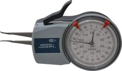 SPI - 2.5 to 12.5mm Inside Dial Caliper Gage - 0.005mm Graduation, 0.0015mm Accuracy, 35mm Leg Length, 0.7mm Deep x 0.5mm Wide Groove, Chisel Contact Points - All Tool & Supply