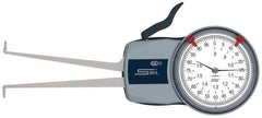 SPI - 0.8 to 1.6" Inside Dial Caliper Gage - 0.0005" Graduation, 0.0015" Accuracy, 3.3" Leg Length, 0.26" Deep x 0.08" Wide Groove, Ball Contact Points - All Tool & Supply