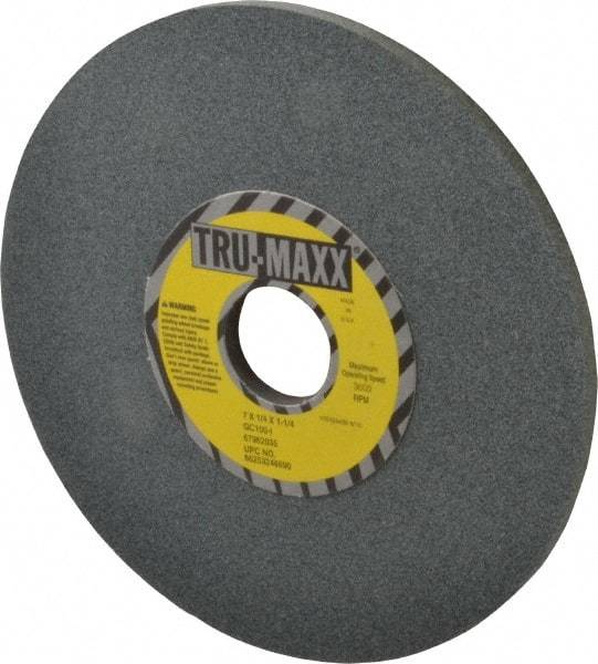 Tru-Maxx - 7" Diam x 1-1/4" Hole x 1/4" Thick, I Hardness, 100 Grit Surface Grinding Wheel - Silicon Carbide, Type 1, Fine Grade, 3,600 Max RPM, Vitrified Bond, No Recess - All Tool & Supply