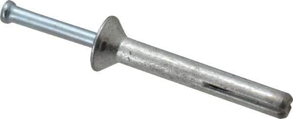 Powers Fasteners - 1/4" Diam, 1/4" Drill, 2" OAL, 7/8" Min Embedment Hammer Drive Concrete Anchor - Steel (Drive Pin)/Zamac Alloy (Body), Zinc-Plated Finish, Flat Head - All Tool & Supply